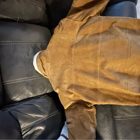 Vintage Learsi brown leather jacket faux shearling lining - Picture 6 of 7